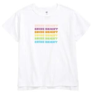 bp Kids' Pride Graphic Tee In White Shine Bright Multi Stack 3 NEW
